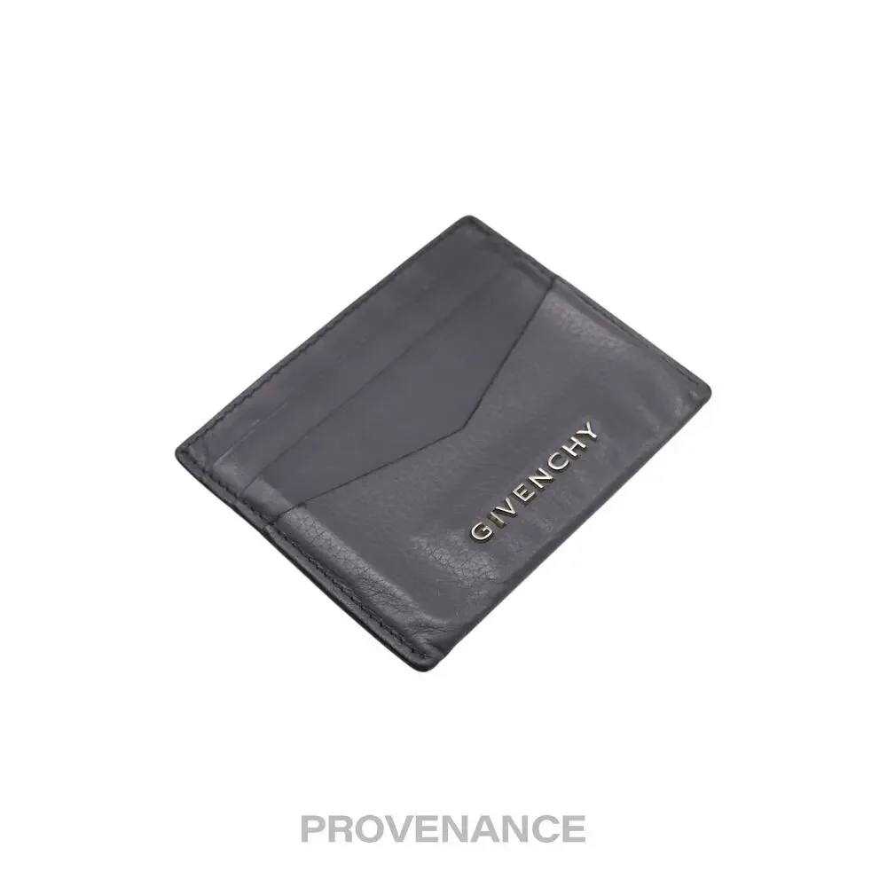 🔴 Givenchy Logo Card Holder Wallet - Grey Leather